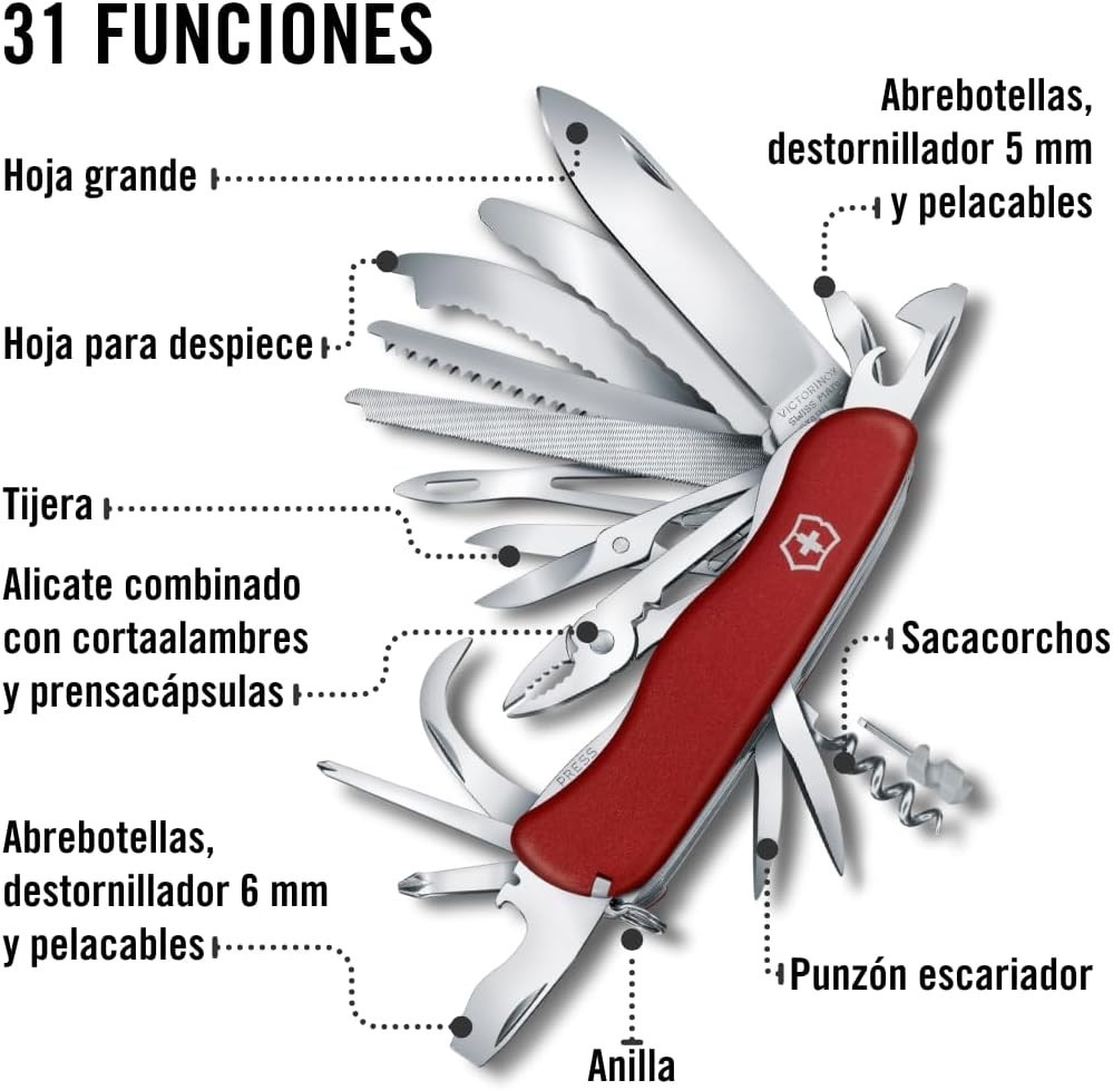 Victorinox 0.8564.XL Work Champ XL 31 Function Swiss Army Pocket Knife Red New