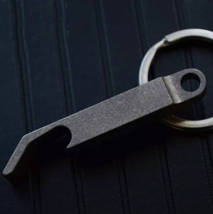 Large Size Titanium Alloy Bottle Opener Keychain Pendant Multi EDC with Key Ring
