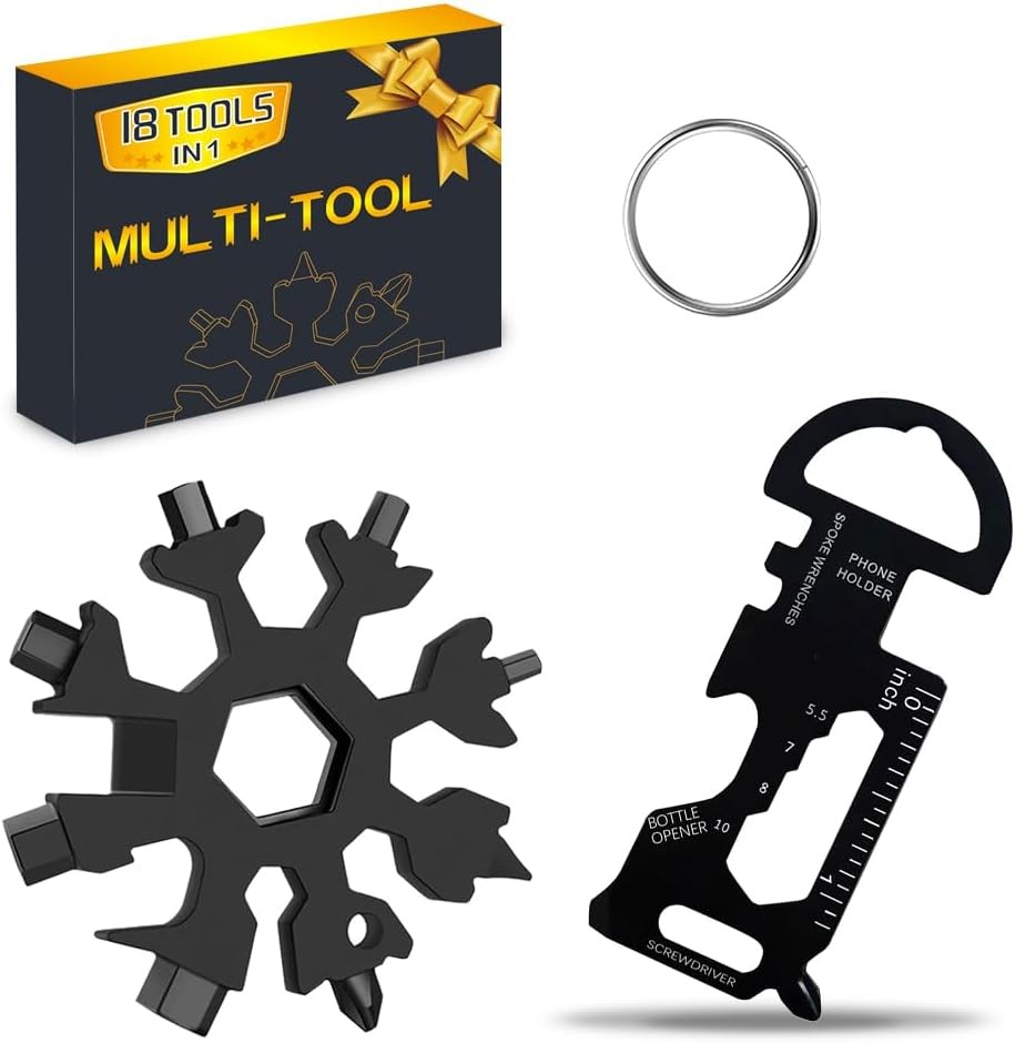 18 in 1 Snowflake Multitool & 8 in 1 Card Tool Stocking Stuffers Men Christmas