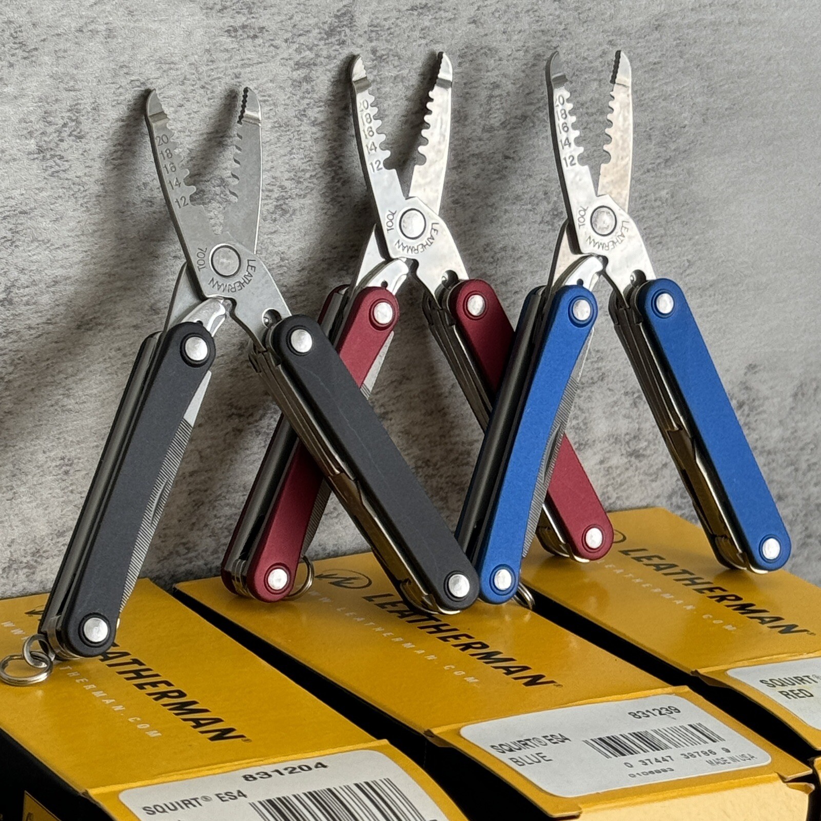 Bundle of 3: Leatherman Squirt ES4 Blue, Squirt ES4 Red, Squirt ES4 Black