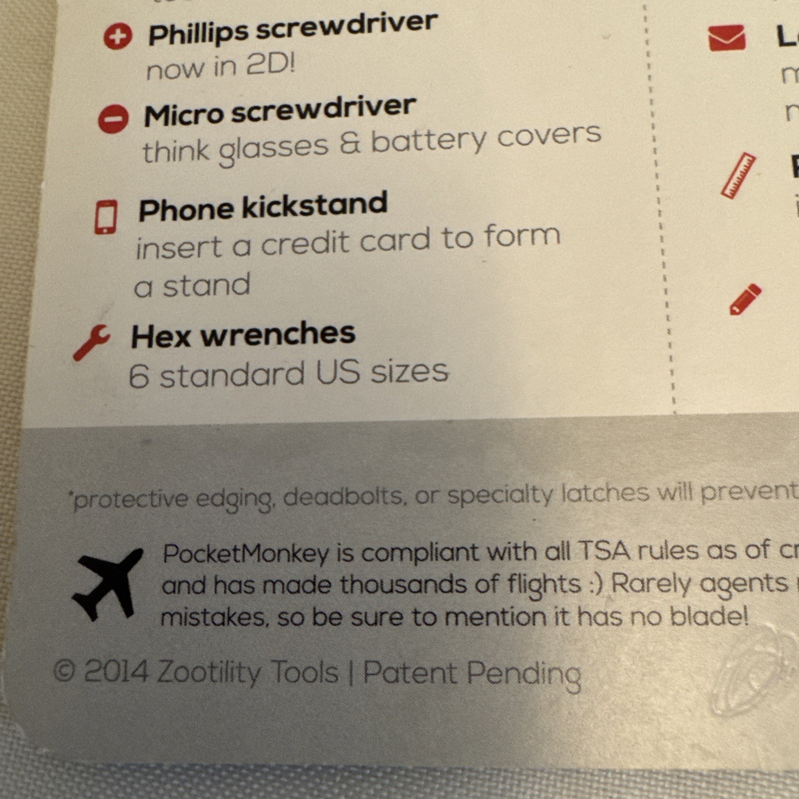 2014 Zootility Pocket Monkey Flat Multitool 3.25″ x 2″ Stainless Steel USA