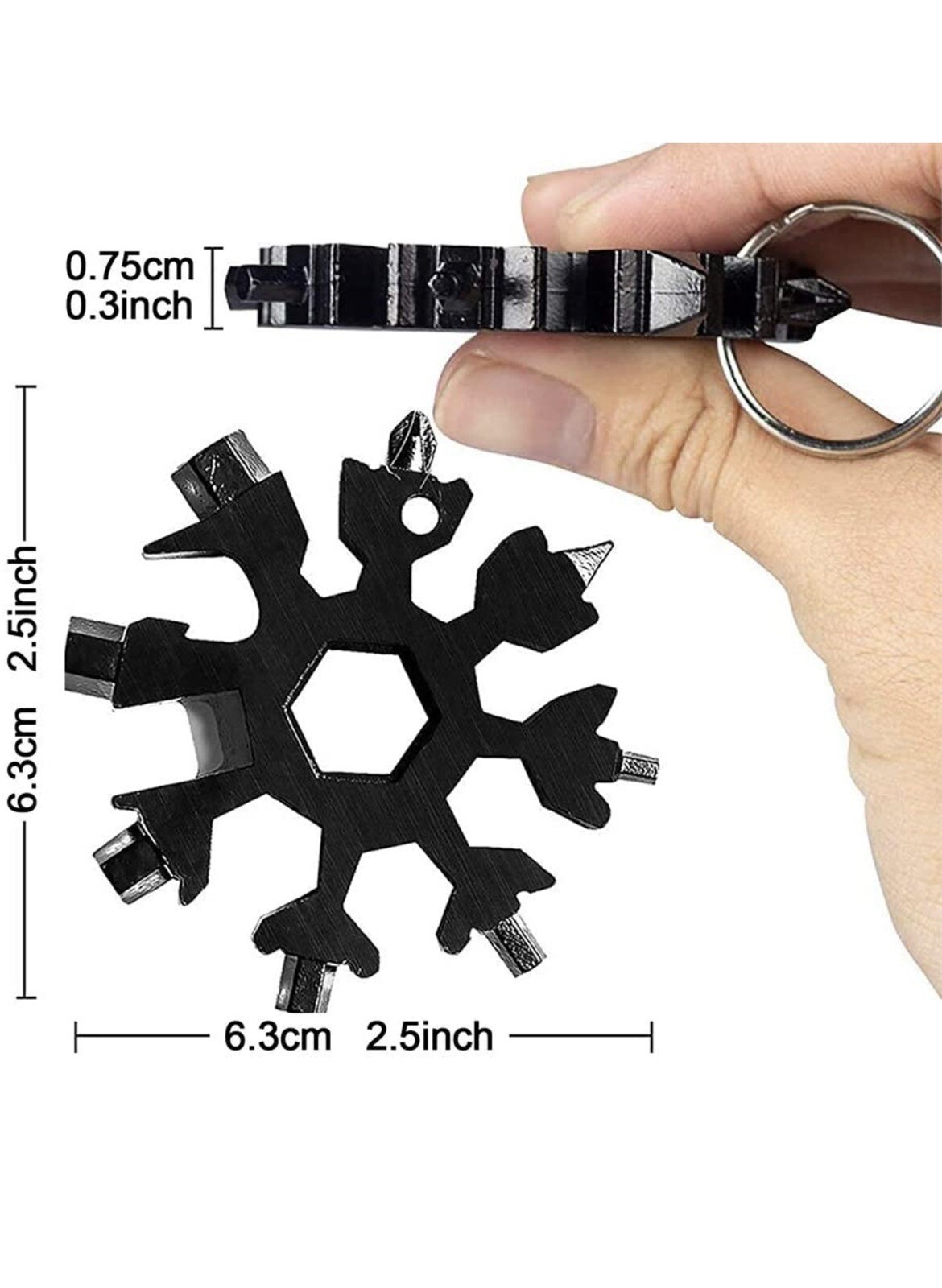 2 -18 In 1 MultiTool Portable Stainless Snowflake Shape Key Chain Screwdriver US