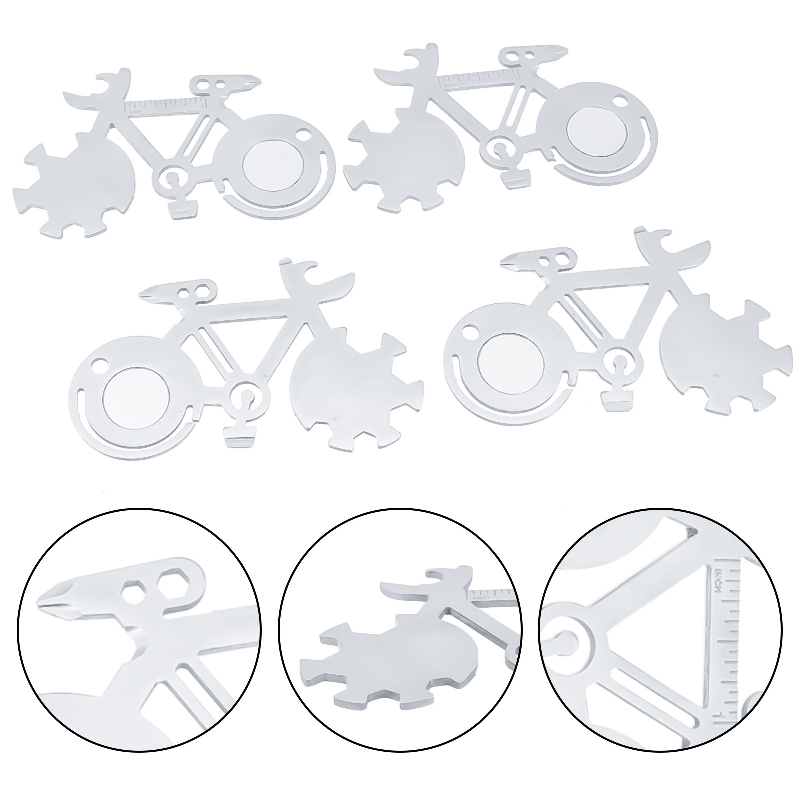 Bicycle Multitool Card Wrenches 14-In-1 Bicycle Silver Stainless Steel