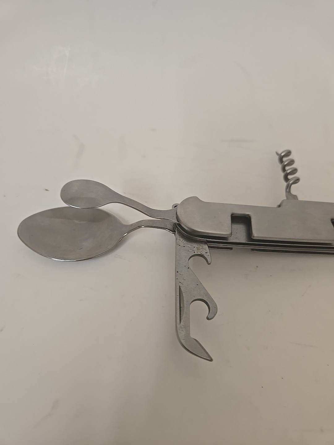 RARE VINTAGE CRIVIT CB-7429 FOLDING TRAVELING CAMPING EATING MULTI-TOOL SILVER