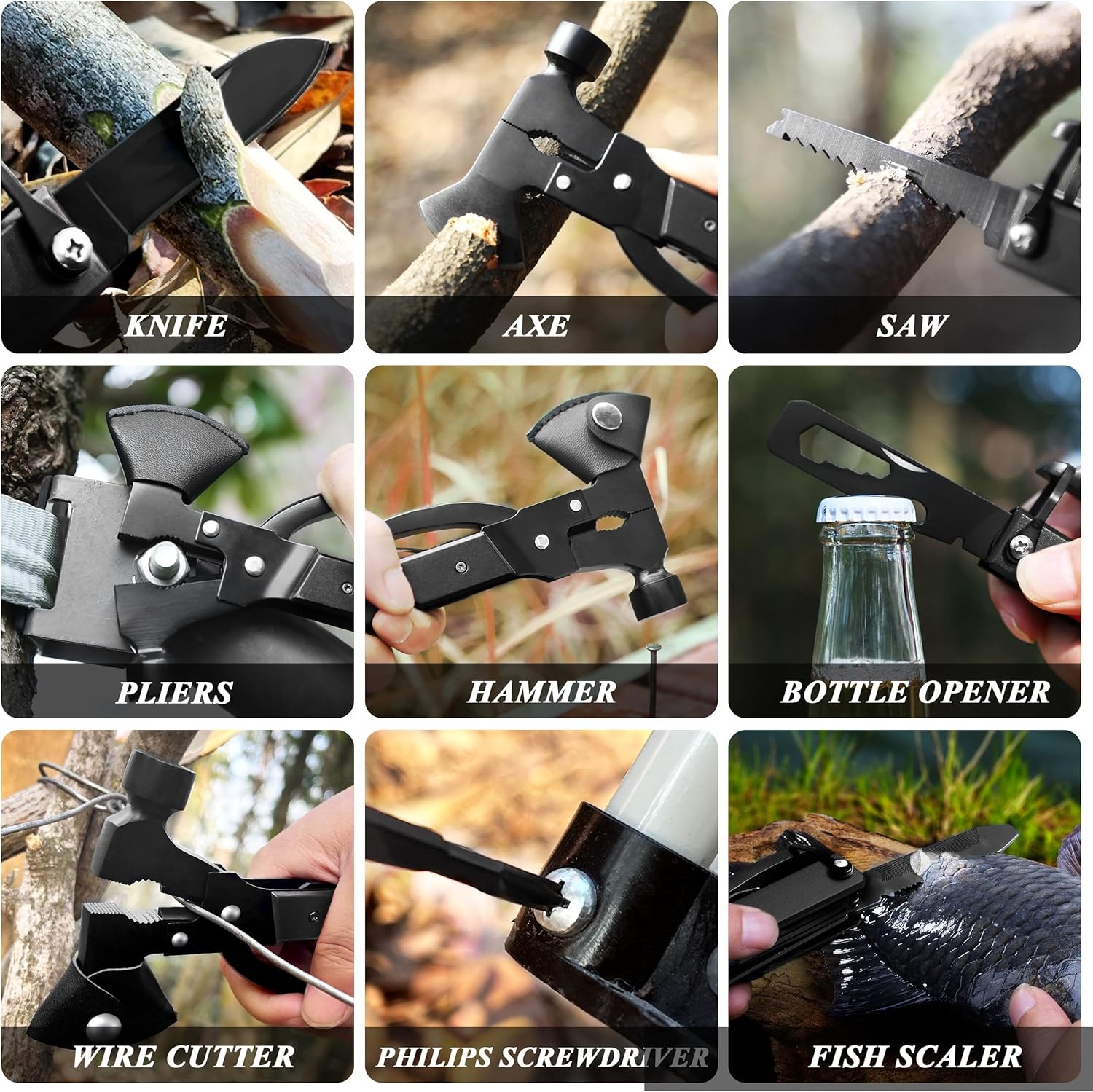 14-in-1 Multi-Function Camping Axe — Camping Gear with Sheath