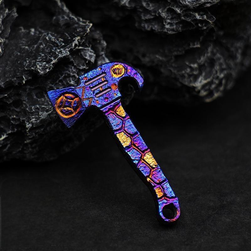 Handmade Titanium Keychain Necklace Pendant Pry Bar Crowbar Bottle Opener EDC