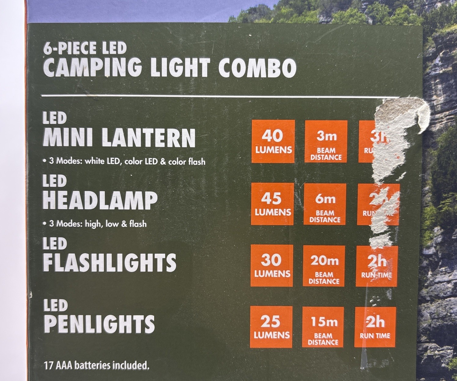 Ozark-Trail Outdoor 6-Piece Set LED Camping Hiking Hunting Light Combo Pack NEW