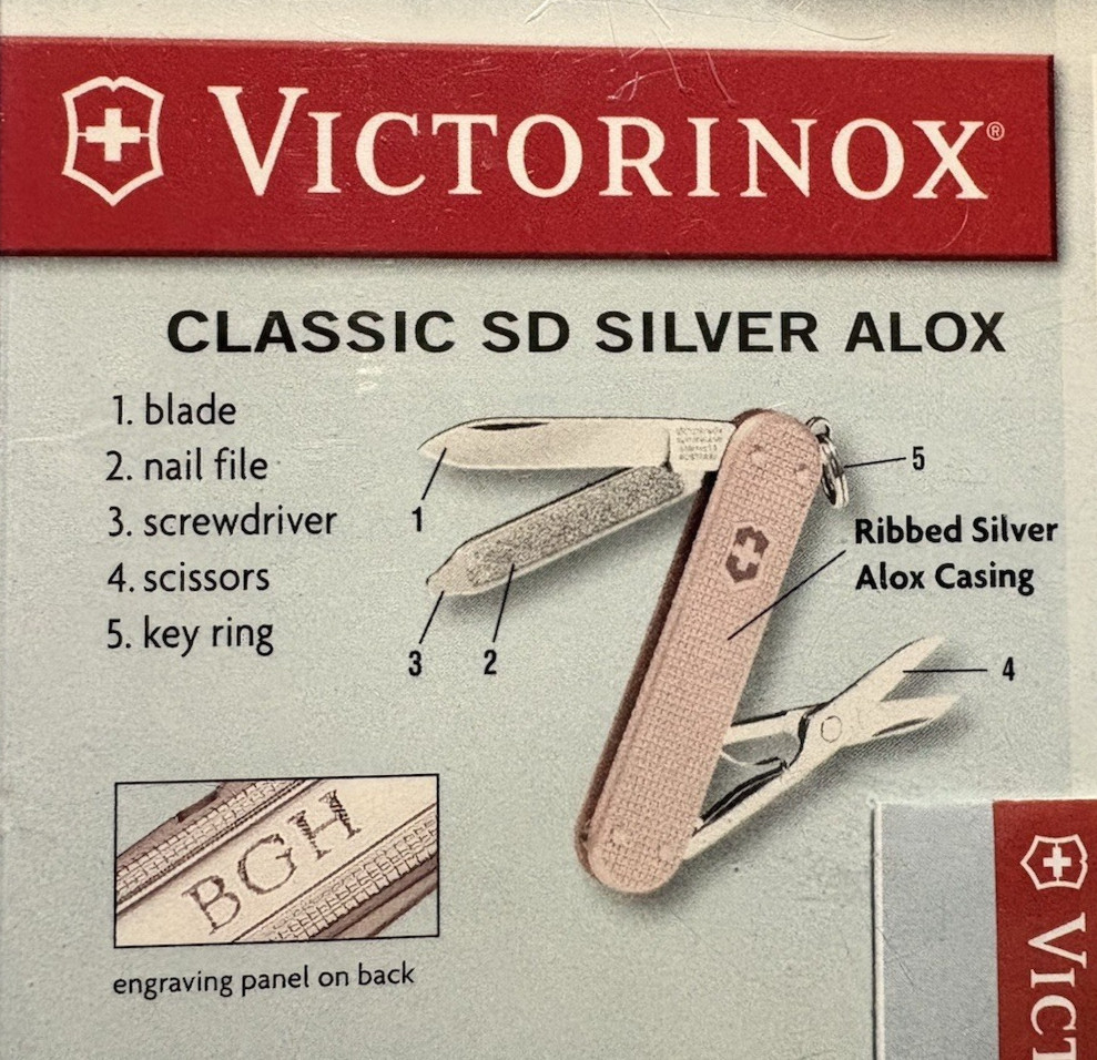 Victorinox Classic SD Silver Alox, Swiss army knife. New sealed in blister pack