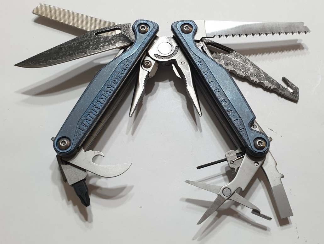 🔥🔥🔥 Leatherman Charge TTI Titanium Damascus Blades NotUsed Very Rare