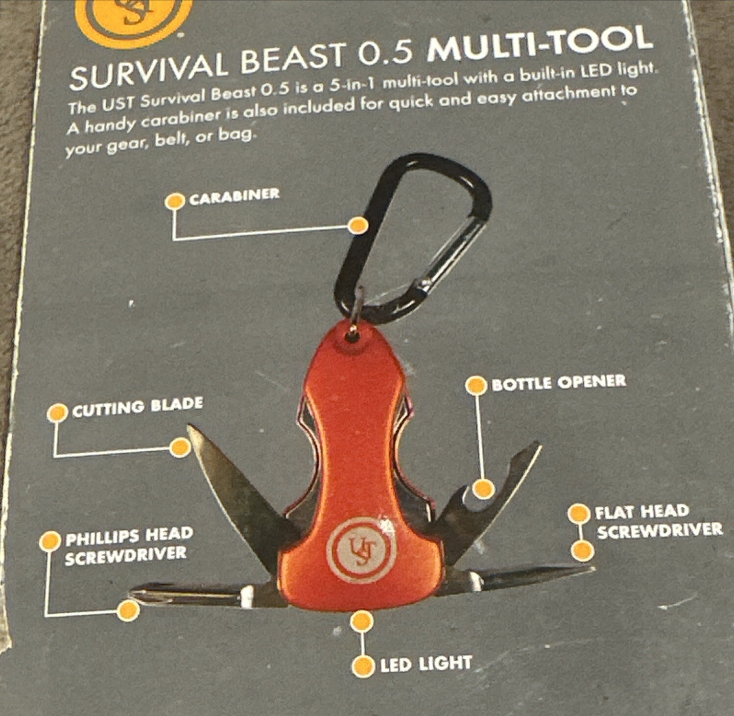 Mossy Oak Mini AXE & Hammer Multi Tool w/ Belt Case 6-1/4” + Survival Beast 0.5