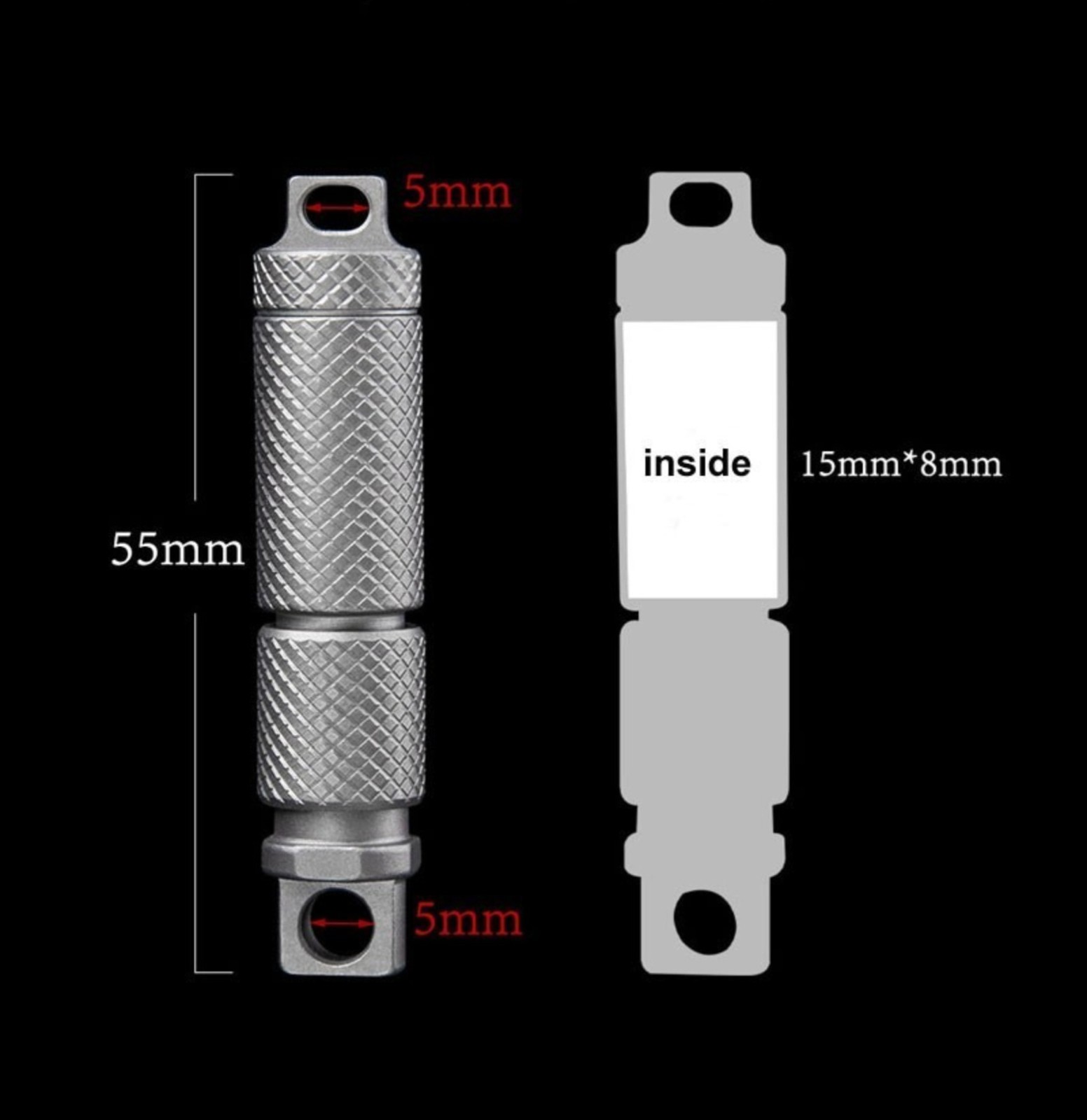 Hot Mini EDC Titanium Alloy Waterproof Case Portable Keychain Pendant Multi Tool