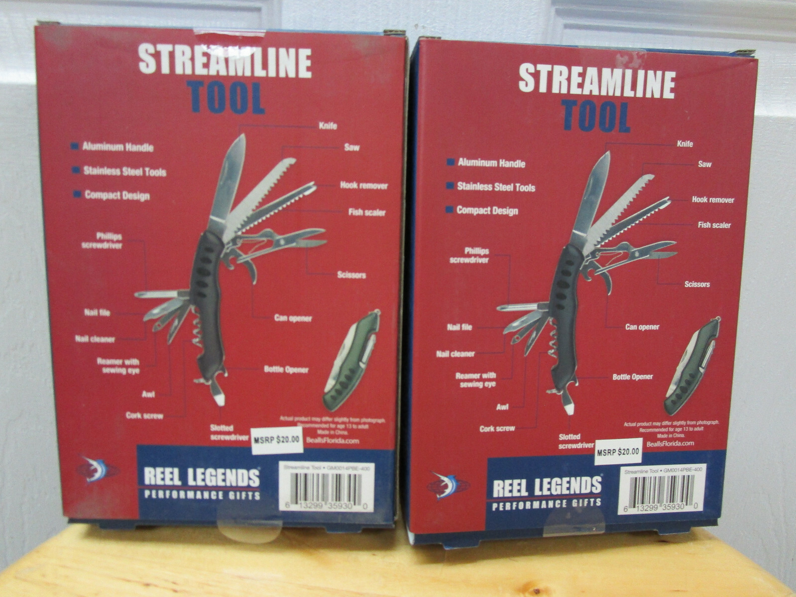 2 x Reel Legends Streamline Tool Pocket Knife, 12 Blade-Blue (GM0014PBE-400)