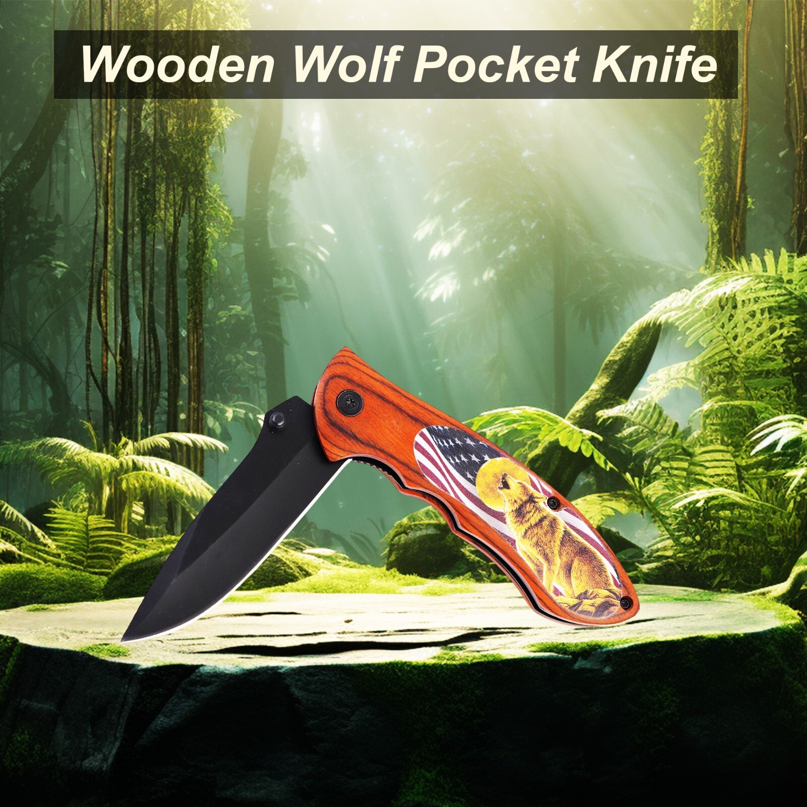 Wolf Pocket Knife with Pocket Clip Durable, Compact & Ready for Any Adventure