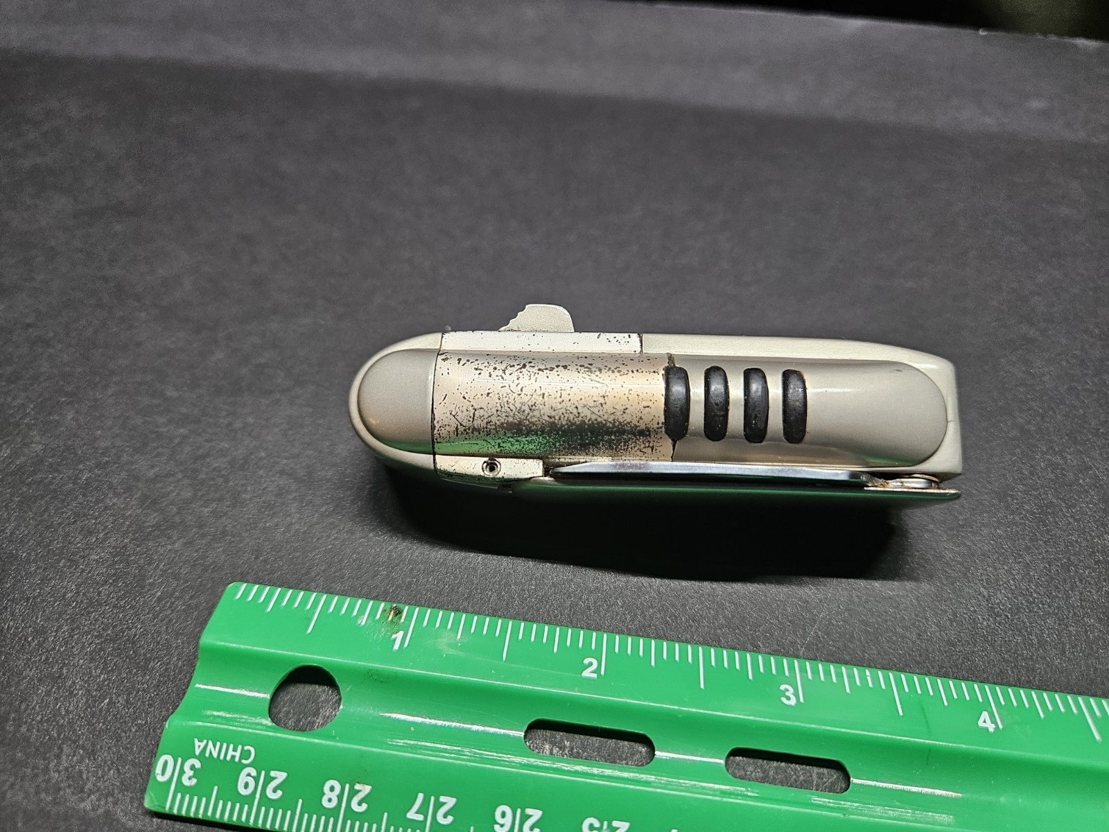 vintage Tiger Folding Multi-Tool Pocket Knife & File, Silver/Black,needs butane