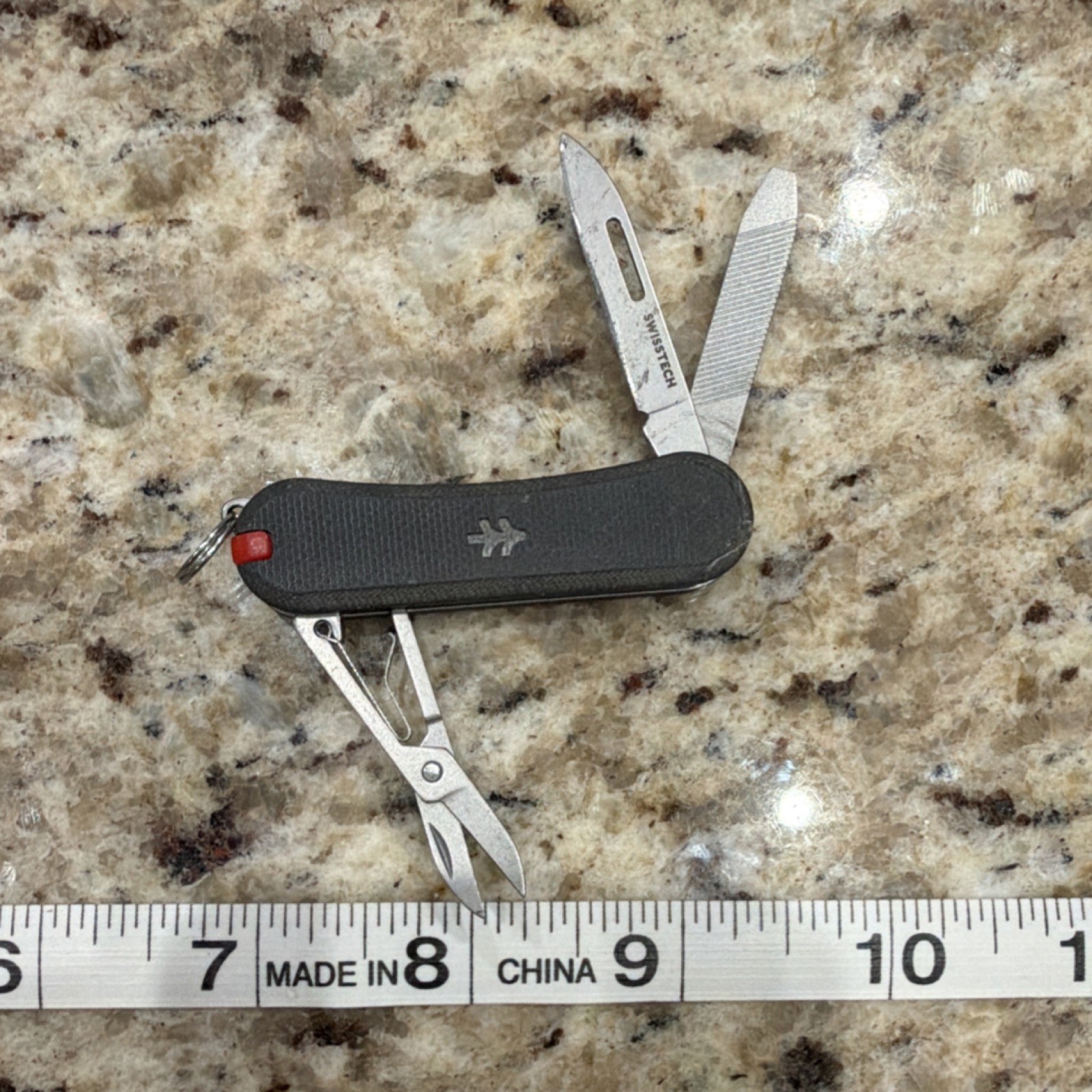 Swisstech Huckberry Multi-Tool Stainless Steel Knife Scissors File Keychain