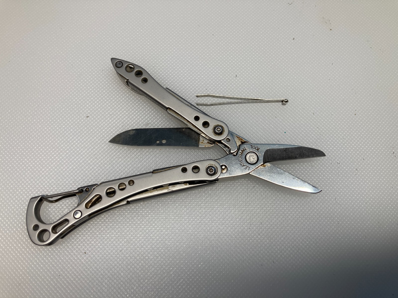 Leatherman Style cs Multi Tool Knife File Scissor Tweezer Carabiner Black