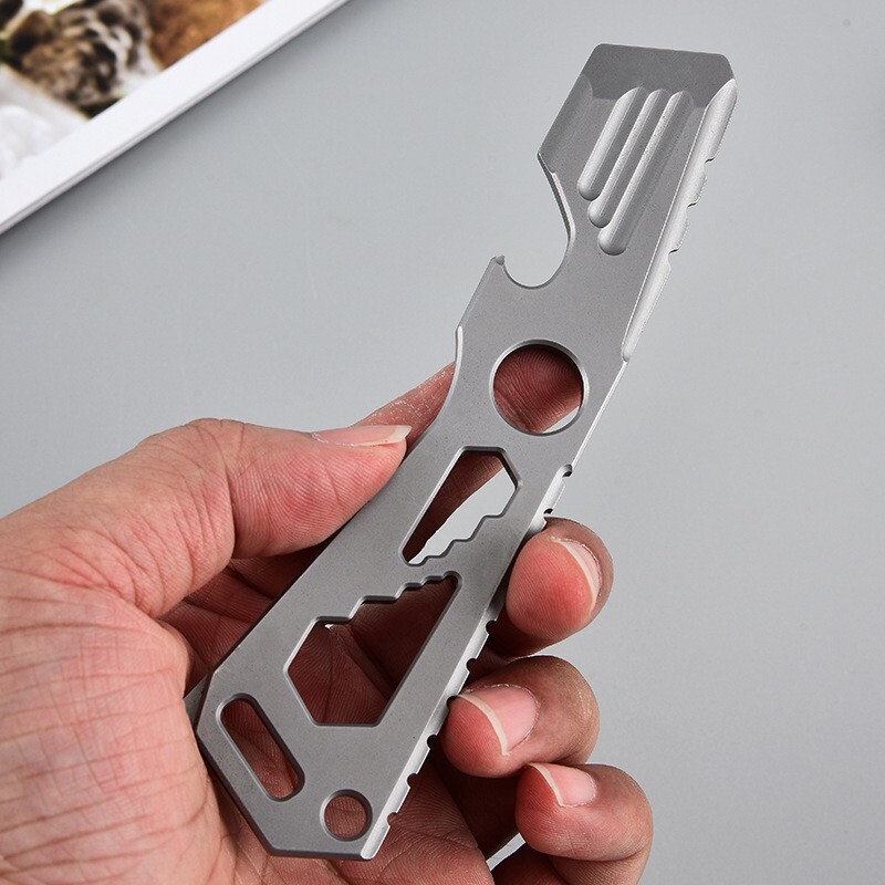 EDC Titanium Stainless Steel Multitool Card Crowbar Opener Outdoor Pry Bar Tool