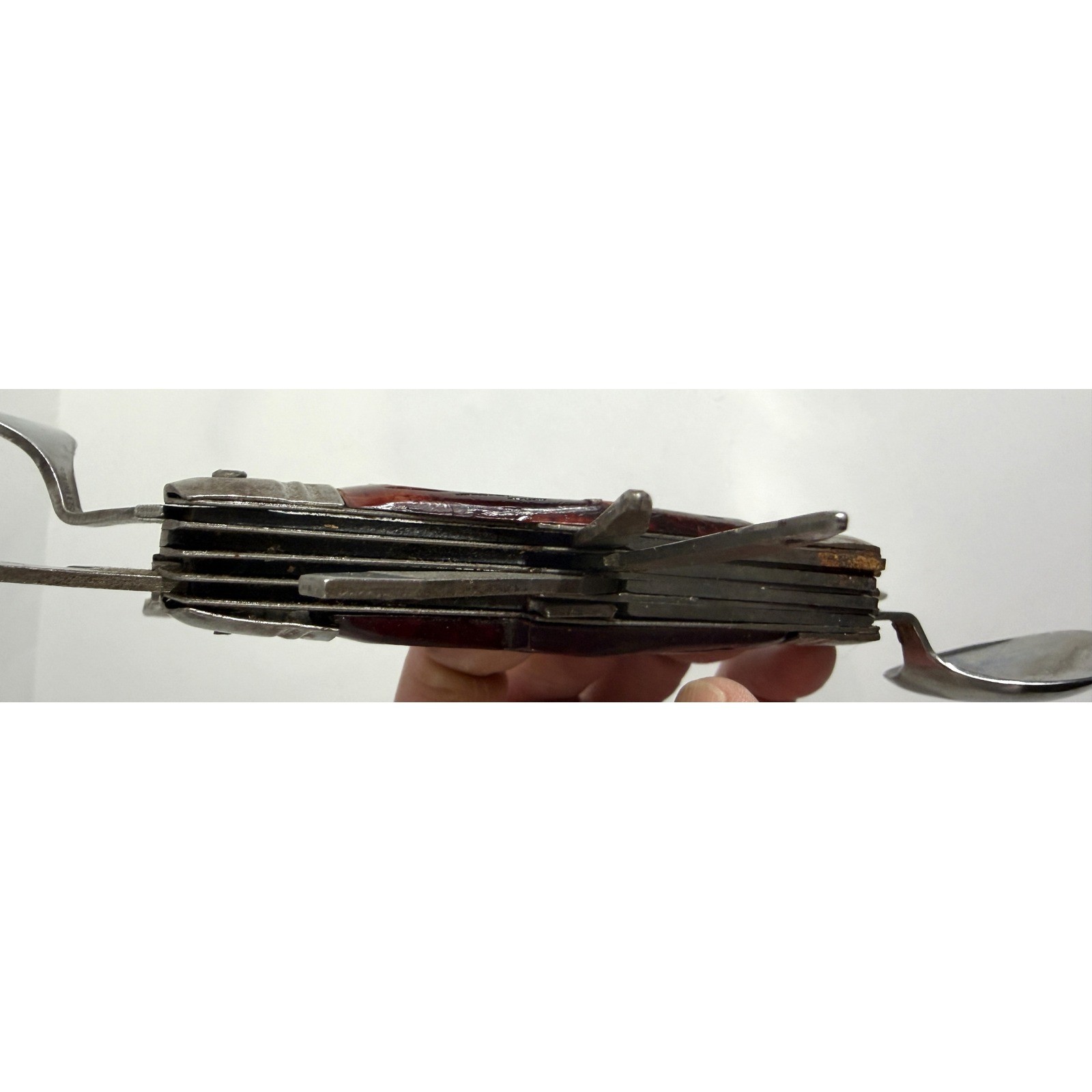 Vintage 10 Blade Multi-Tool Pocket Knife Utensil Set Fork Spoon Saw Blade – More