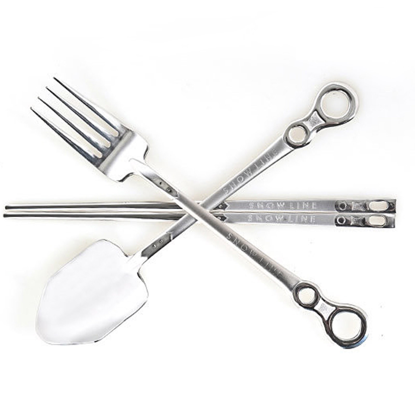 Stainless Camping Spoon Fork Chopstick Set Tableware Cutlery Portable Pouch