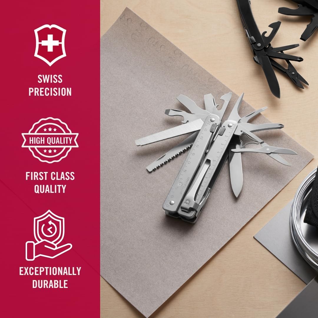 Victorinox Swiss Tool Swiss Army Knife, 24 Function Swiss Made Multi-Tool,Silver
