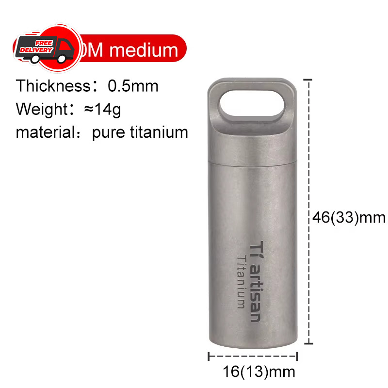 Titanium Alloy Waterproof Container Pill Box Travel Survival EDC Tool Keychain