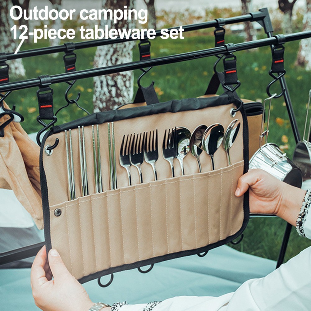 Able to Store Multiple Utensils Camping Cutlery Set with Roll Up Design