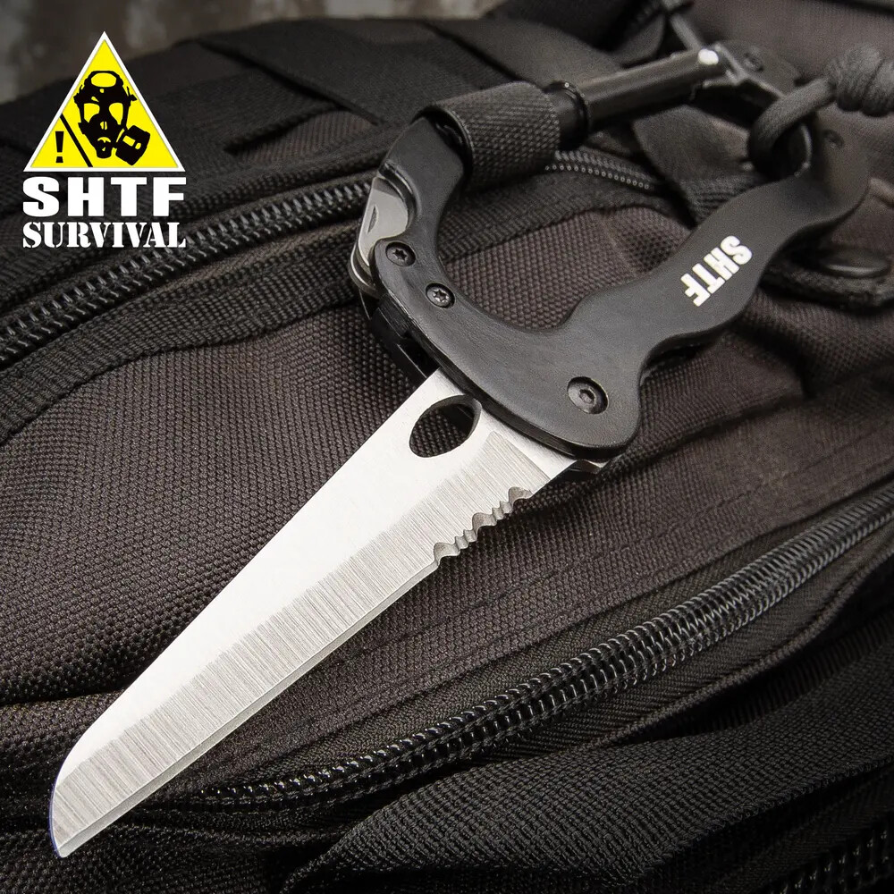 SHTF Survival Versa Tool Locking Carabiner (CK0355) 5-N-1 Multitool. Ships Free.