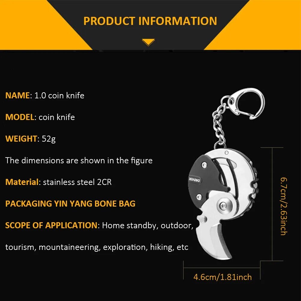 Multifunctional Keychain Screwdriver Hexagon Coin Outdoor EDC Tool Mini Keychain