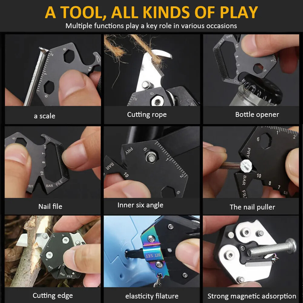 Multifunctional Keychain Screwdriver Hexagon Coin Outdoor EDC Tool Mini Keychain