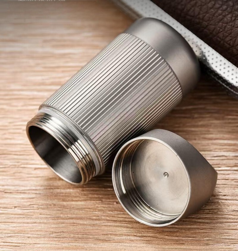 Titanium Pill Holder Case Organizer Container Waterproof Portable Keychain EDC