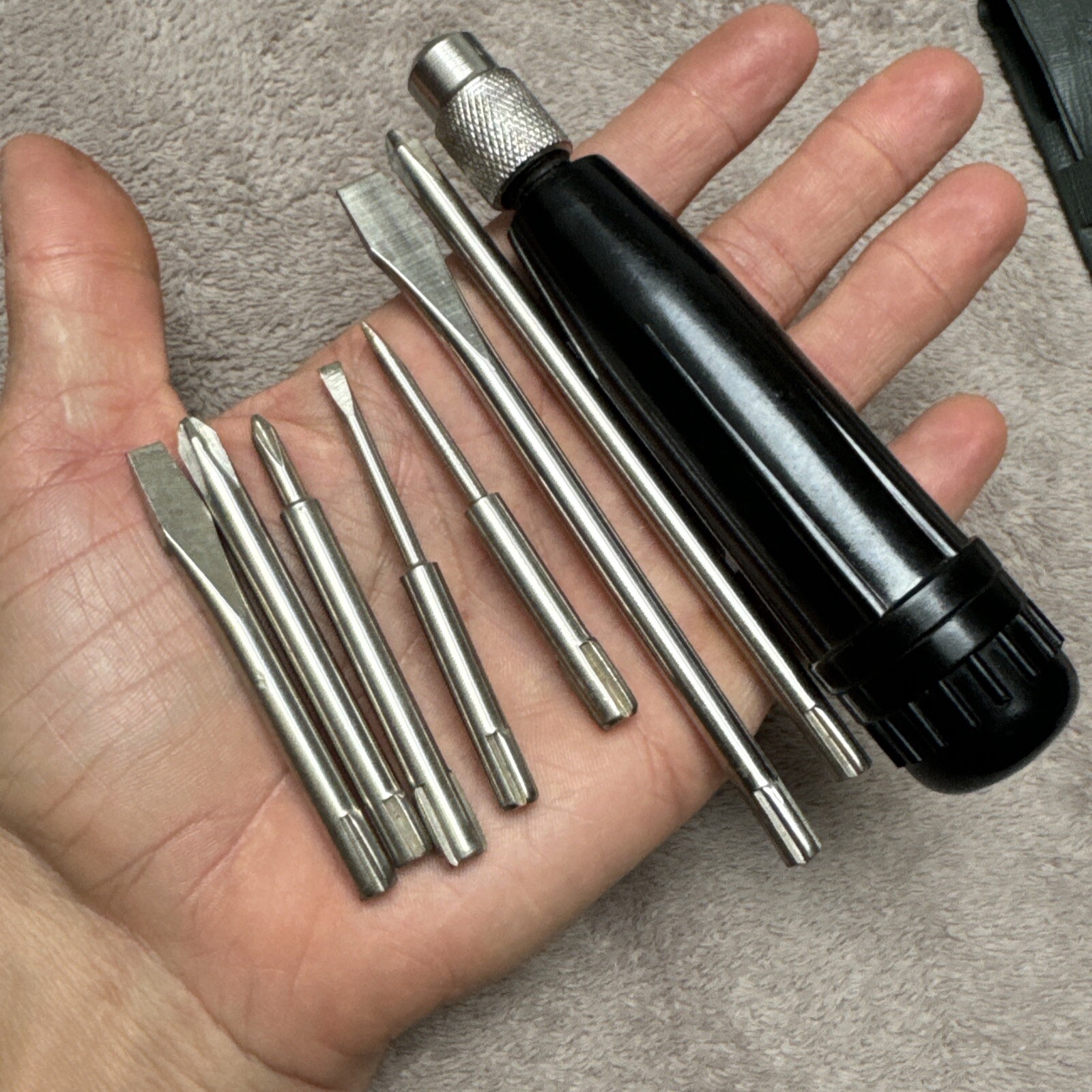 Vintage Soviet Pocket Multifunctional 5+2 Big Piece Screwdriver Set 1960s USSR