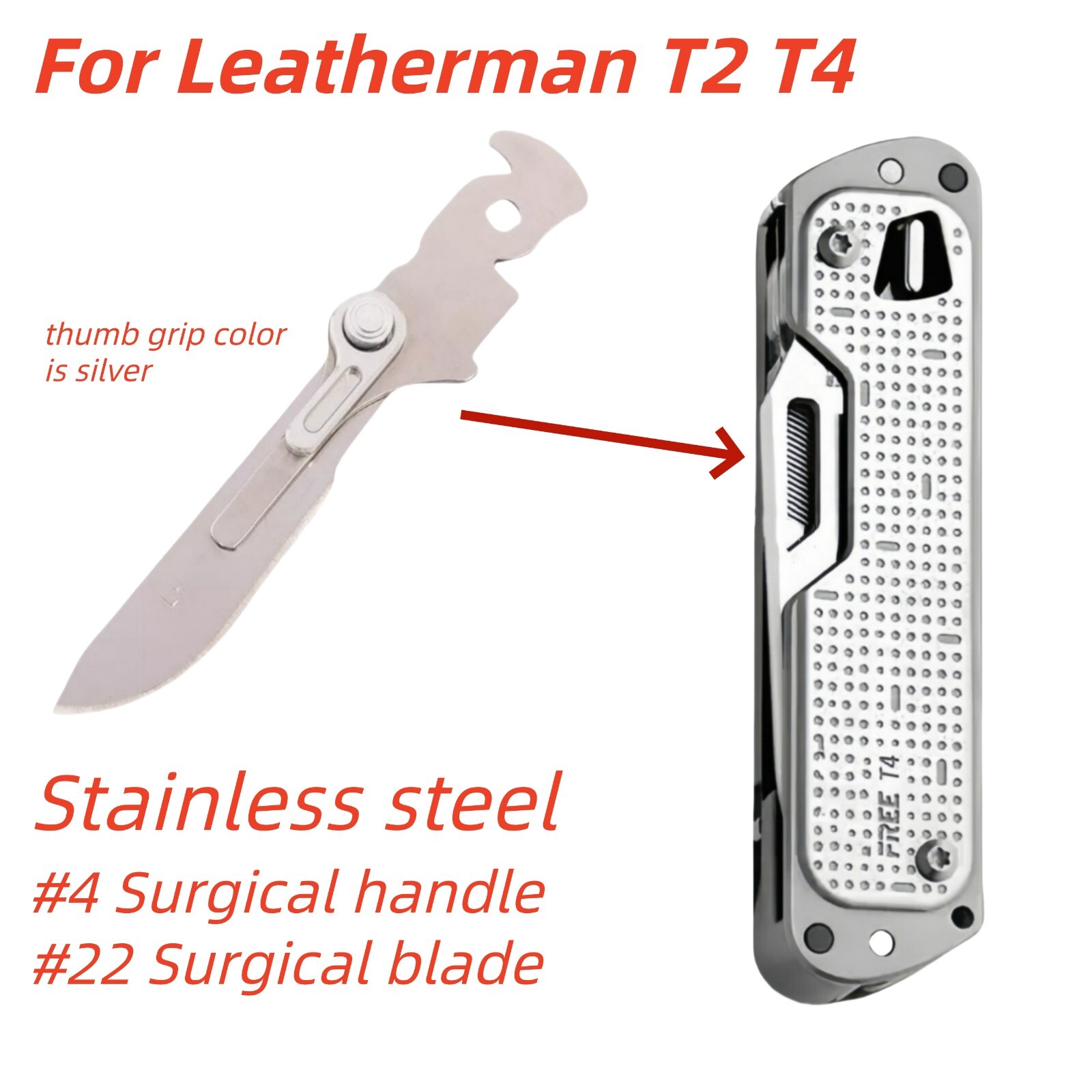 Scalpel Handle with Thumb Grip Fits Surgical Blade #22 For Leatherman T2 T4