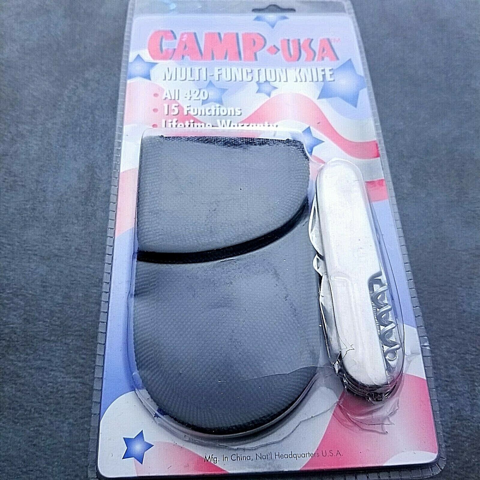 CAMP USA KNIFE KNIVES MADE IN CHINA 1990’S MULTI FUNCTION FOLDING POCKET SHEATH