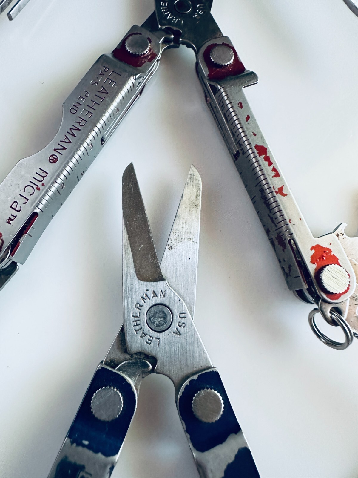 3 Vintage Leatherman Micra Red Blue Black Multi Tool Knife