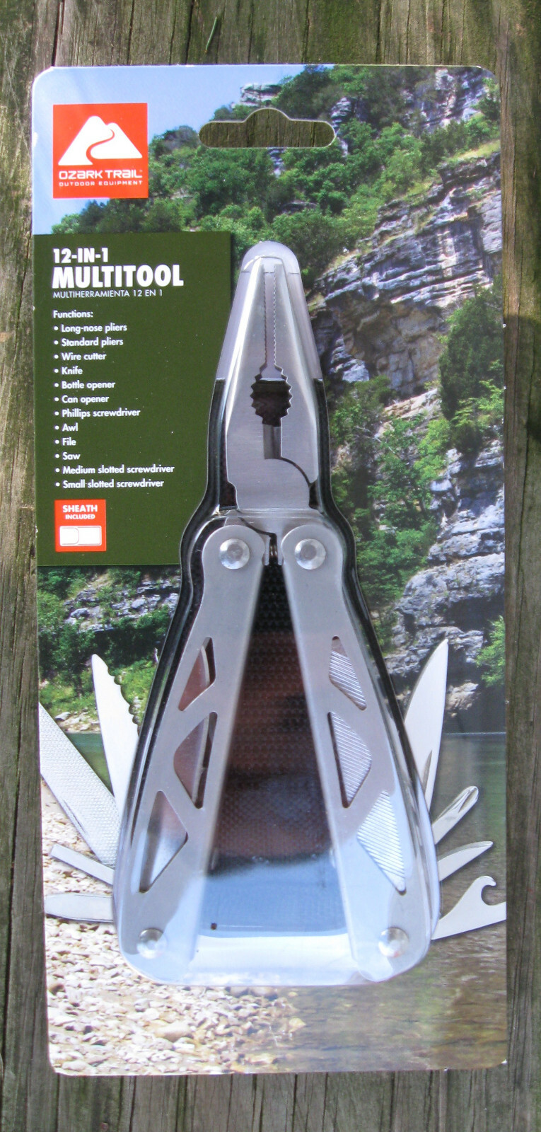NEW 12-1 Multi-Tool Stainless Long NosePliers Wire Cutter Knife Etc W/Holder