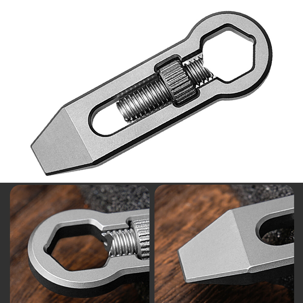 Titanium Alloy Multi Tools Adjustable Wrench Pocket Pry Bar Crowbar Keychain