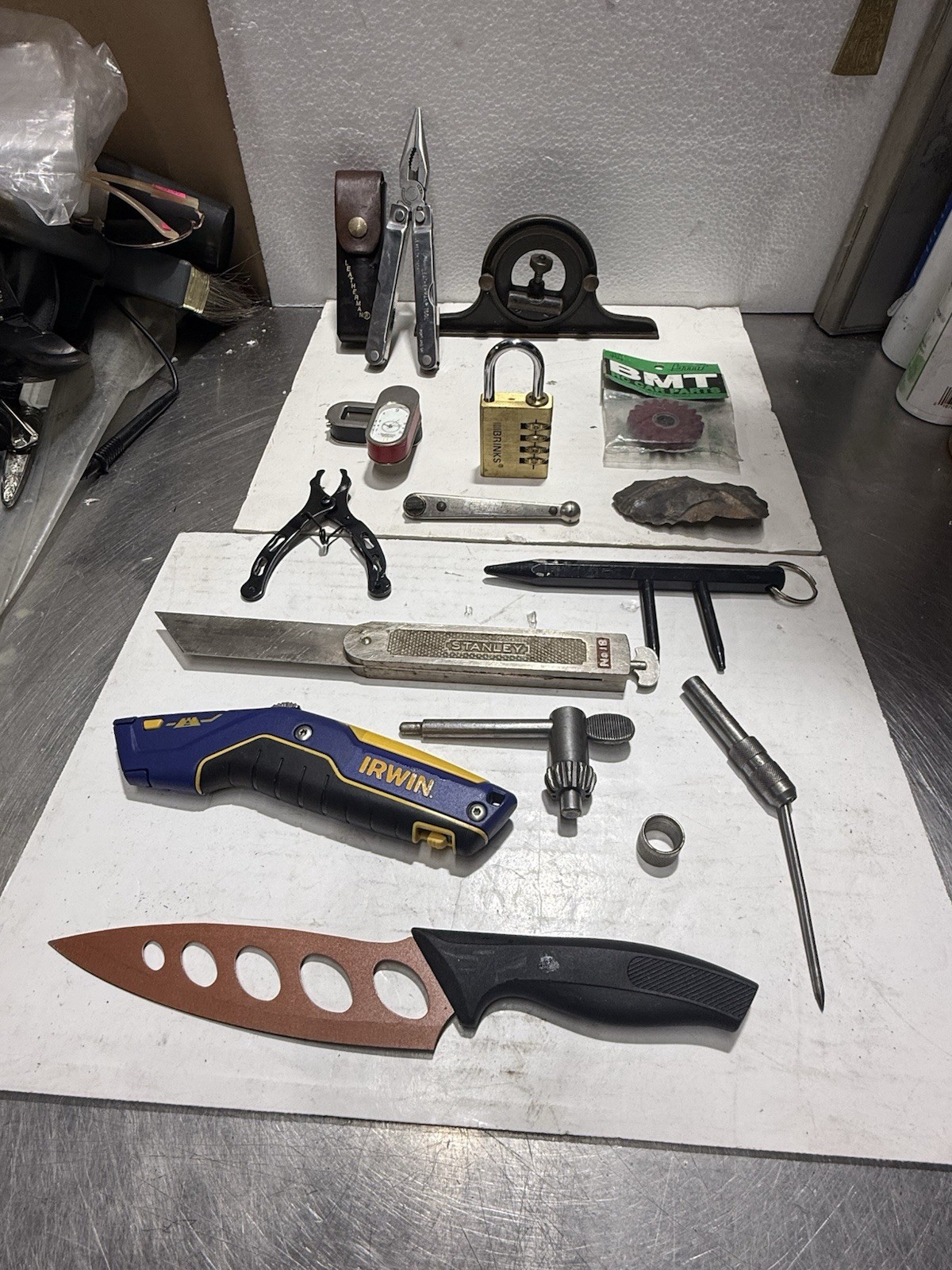 Vintage Tool Lot Leatherman PST Stanley BMT Parts Lock Knife Multi Tool + Misc
