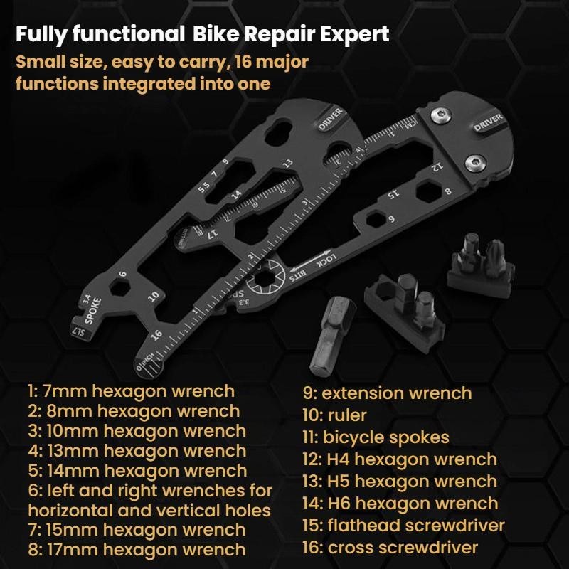 Miniherramienta de tarjeta 16 en 1, llavero multifuncional hexagonal portatil