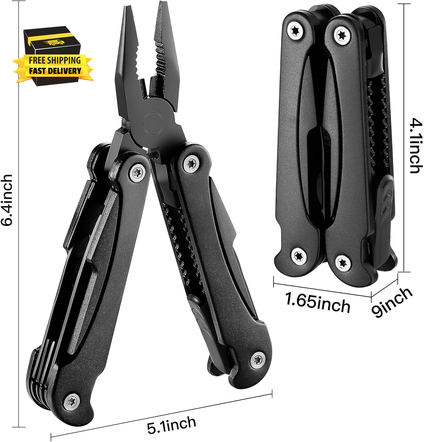 14 in 1 Multitool Pliers with Pocket Clip, Portable Pocket Knife Camping Tool –