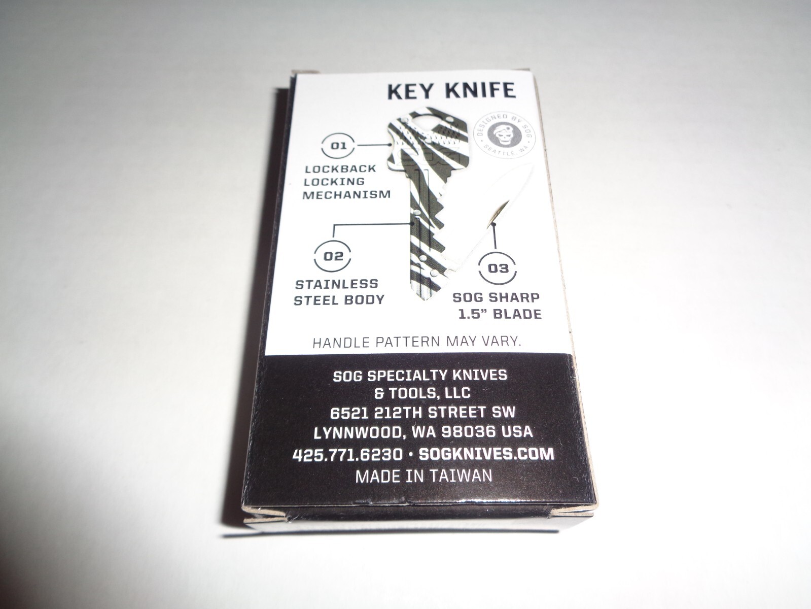SOG Zebra Key Shaped Folding Lock Blade Knife Pocket or Keychain Stainless Steel