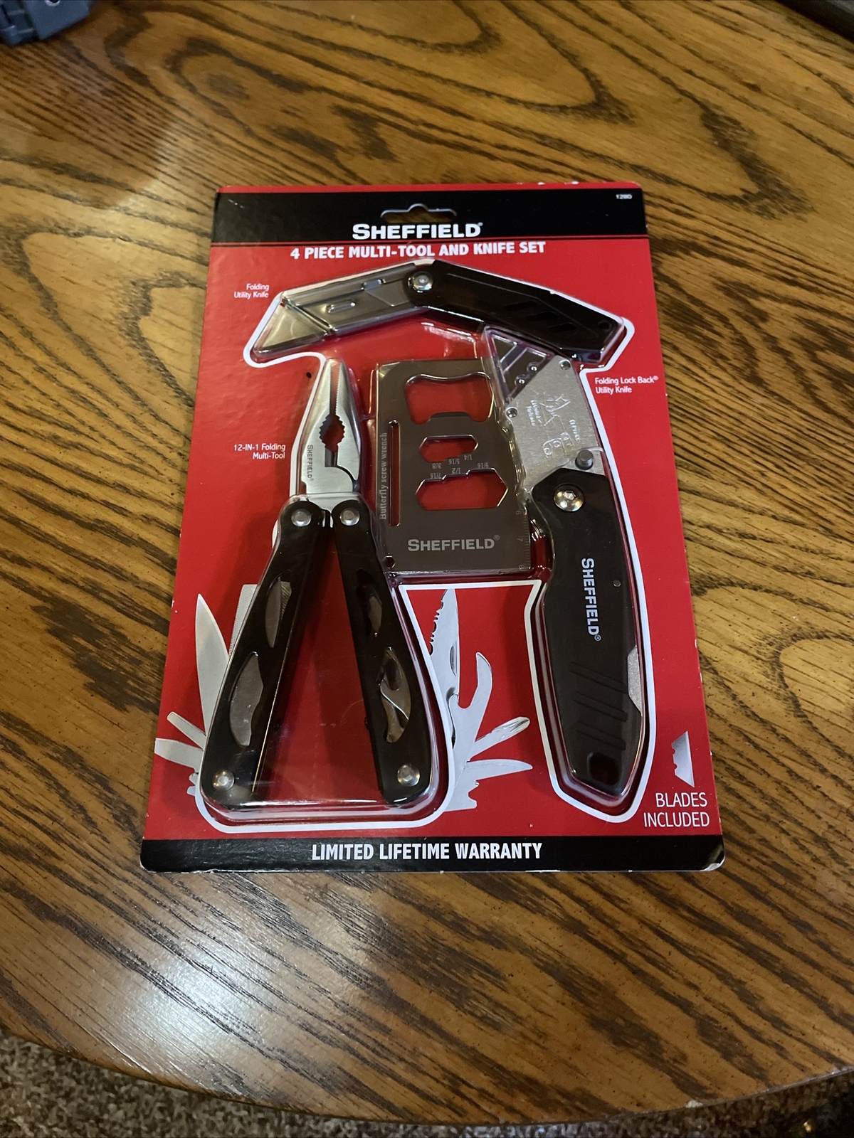 Sheffield 4 Piece Multi-Tool, Credit Card Wrench, Bottle Opener & Razor Knife A3