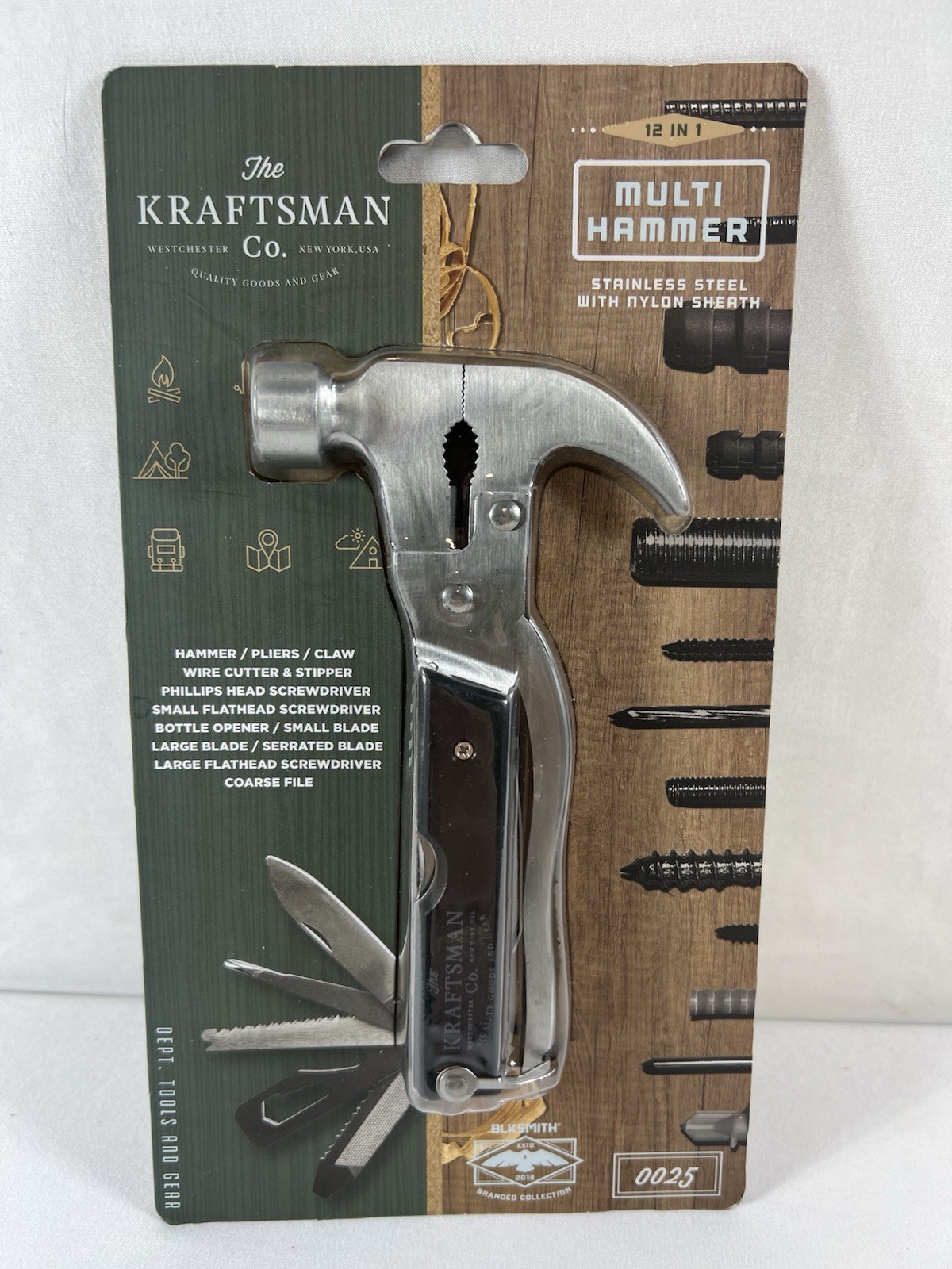 Kraftsman 12 in 1 Hammer Multi-tool Stainless Steel With Carrying Case