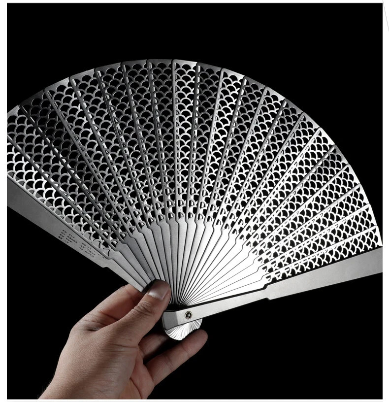Titanium Alloy Folding Fan Chinese Style Metal Kung Fu Fan Tai Chi Fan