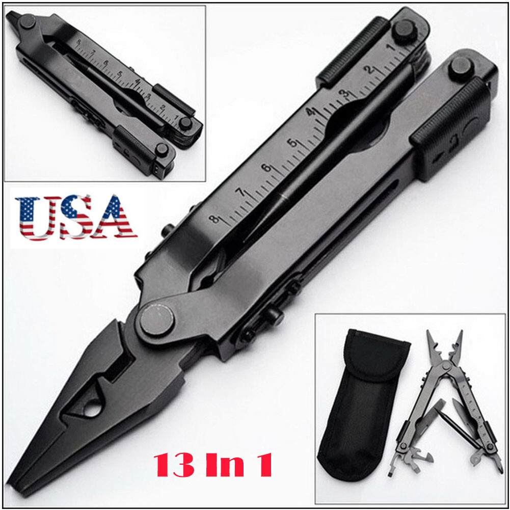 13 In1 Survival Multi Tool Plier Outdoor Portable Compact Pocket Stainless Steel