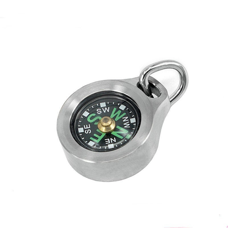 EDC Mini Titanium Keychain Compass for Outdoor Camping Travel Necklace Pendant