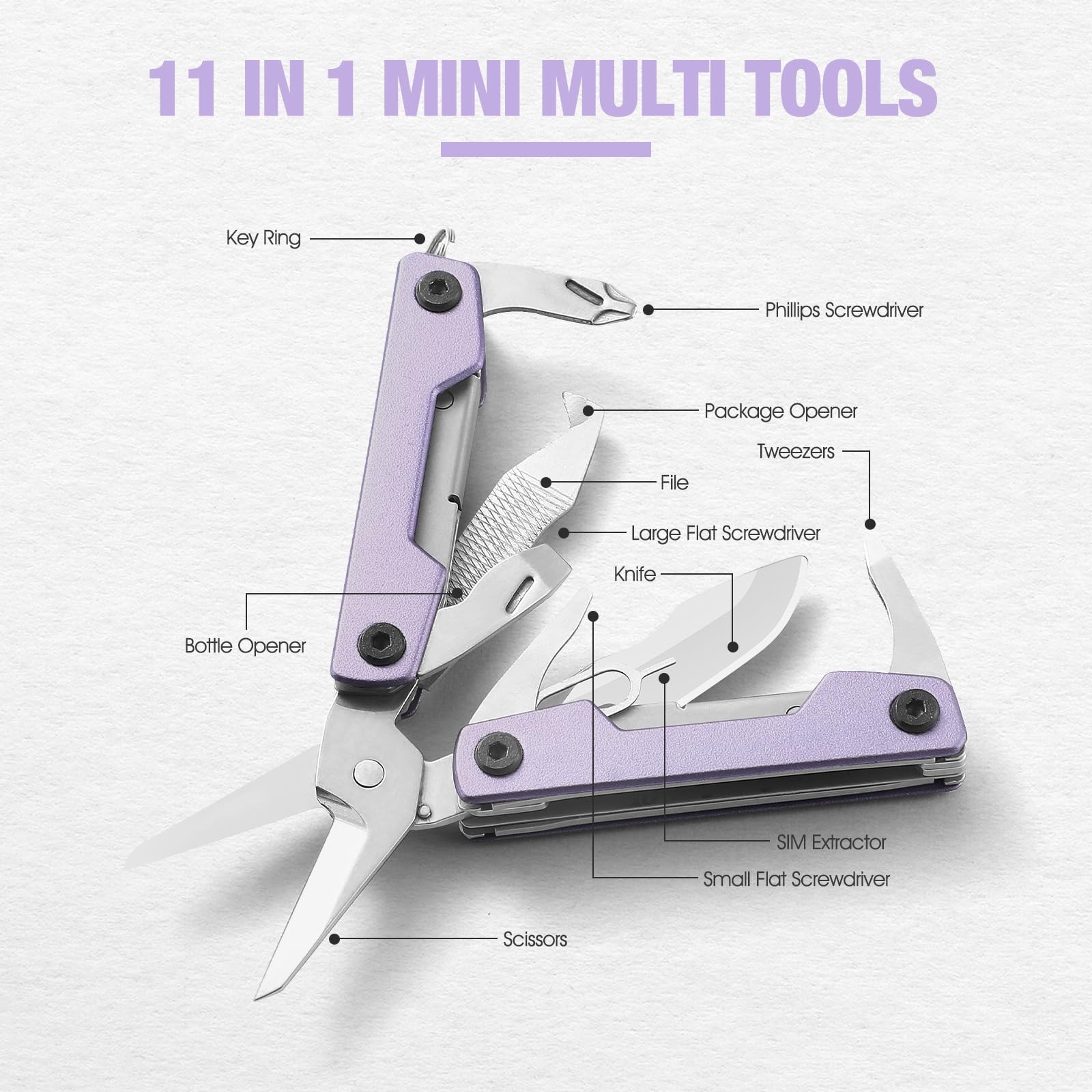 Multitool with Pocket Knife,Gifts for Men and Women, 11-in-1 Mini EDC Multito…