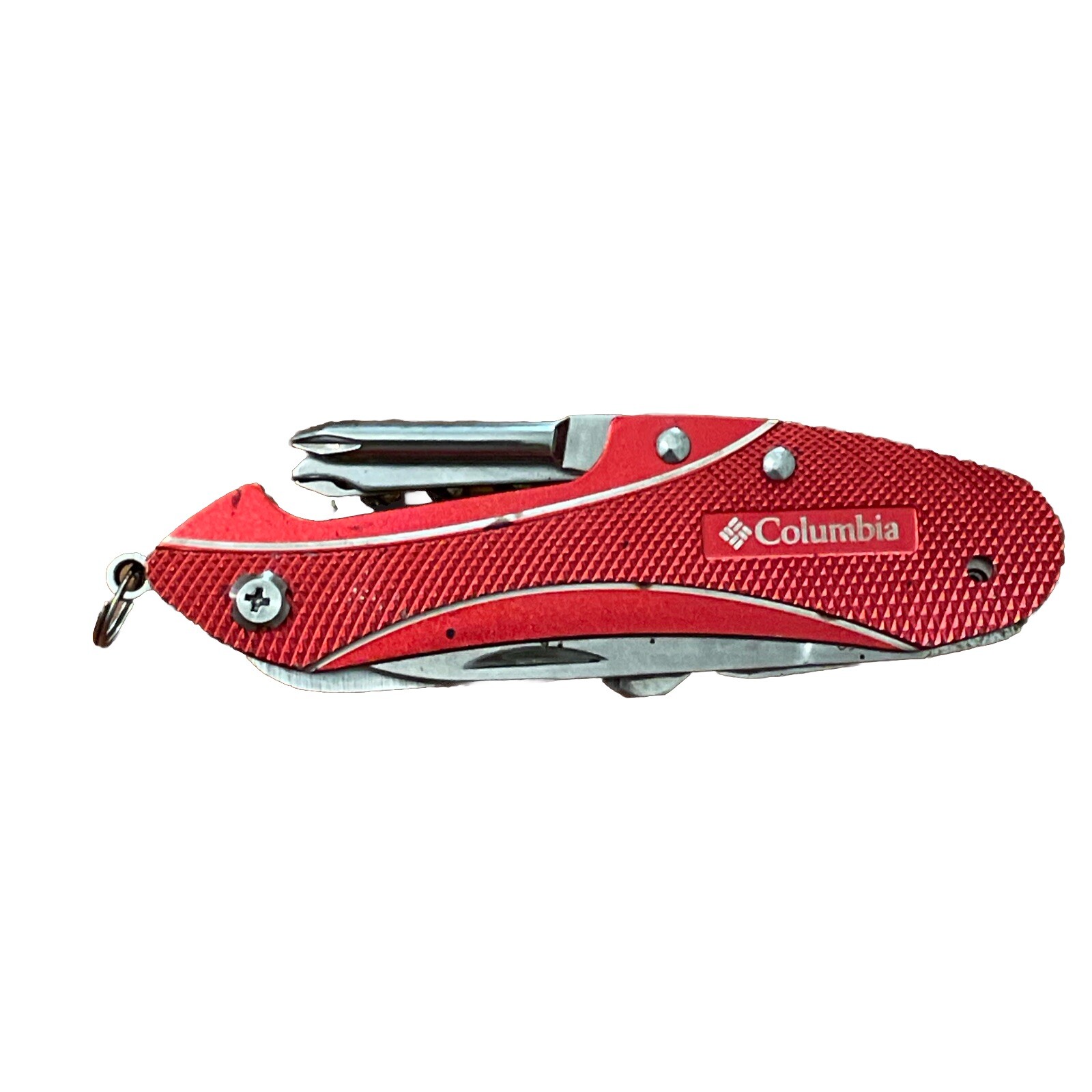 Columbia Red Multifunction Tool Pocket Knife Stainless Camping Hiking Outdoors