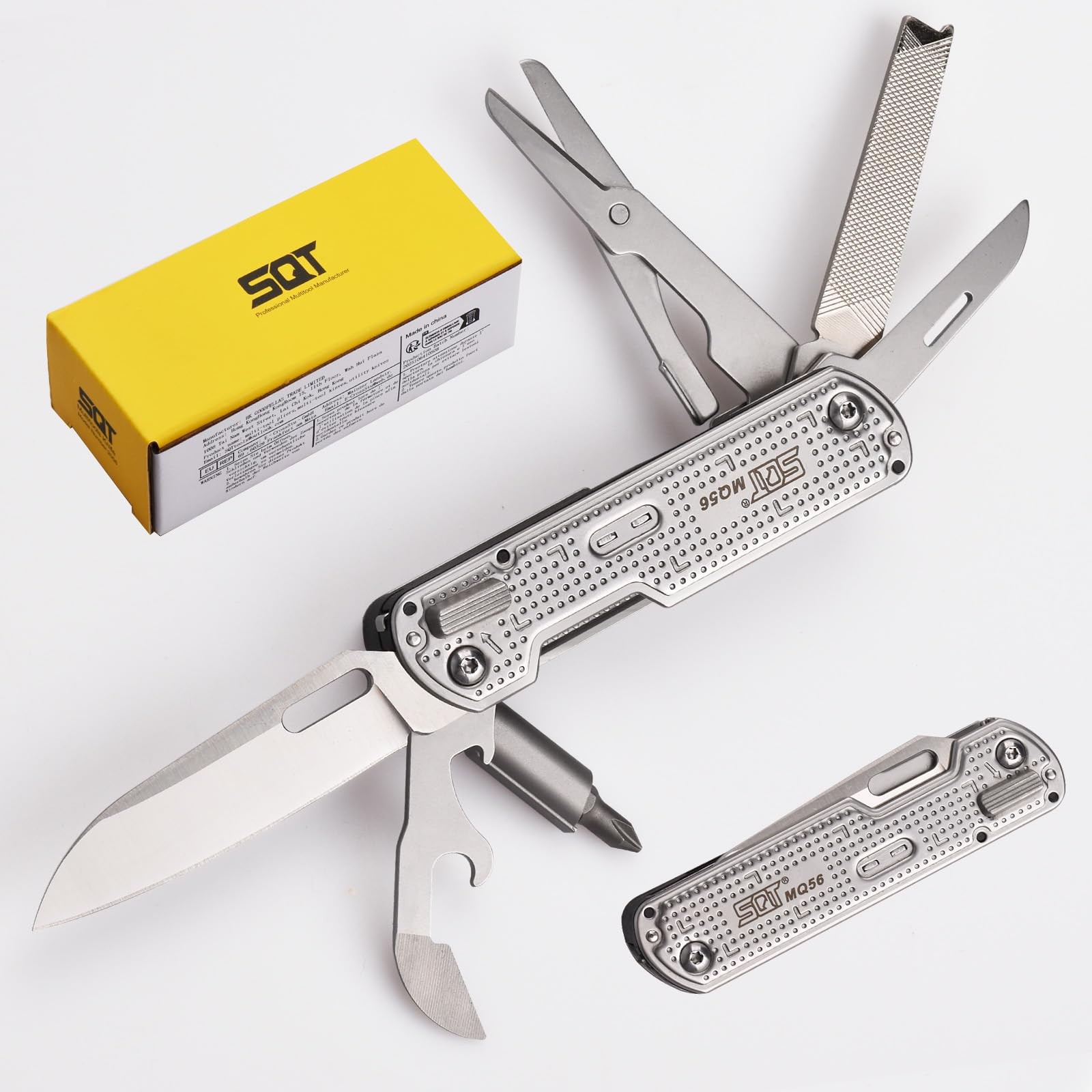 SQT2056 13-in-1 Multitool Knife with Glass Breaker, Survival Knife for Outdoo…