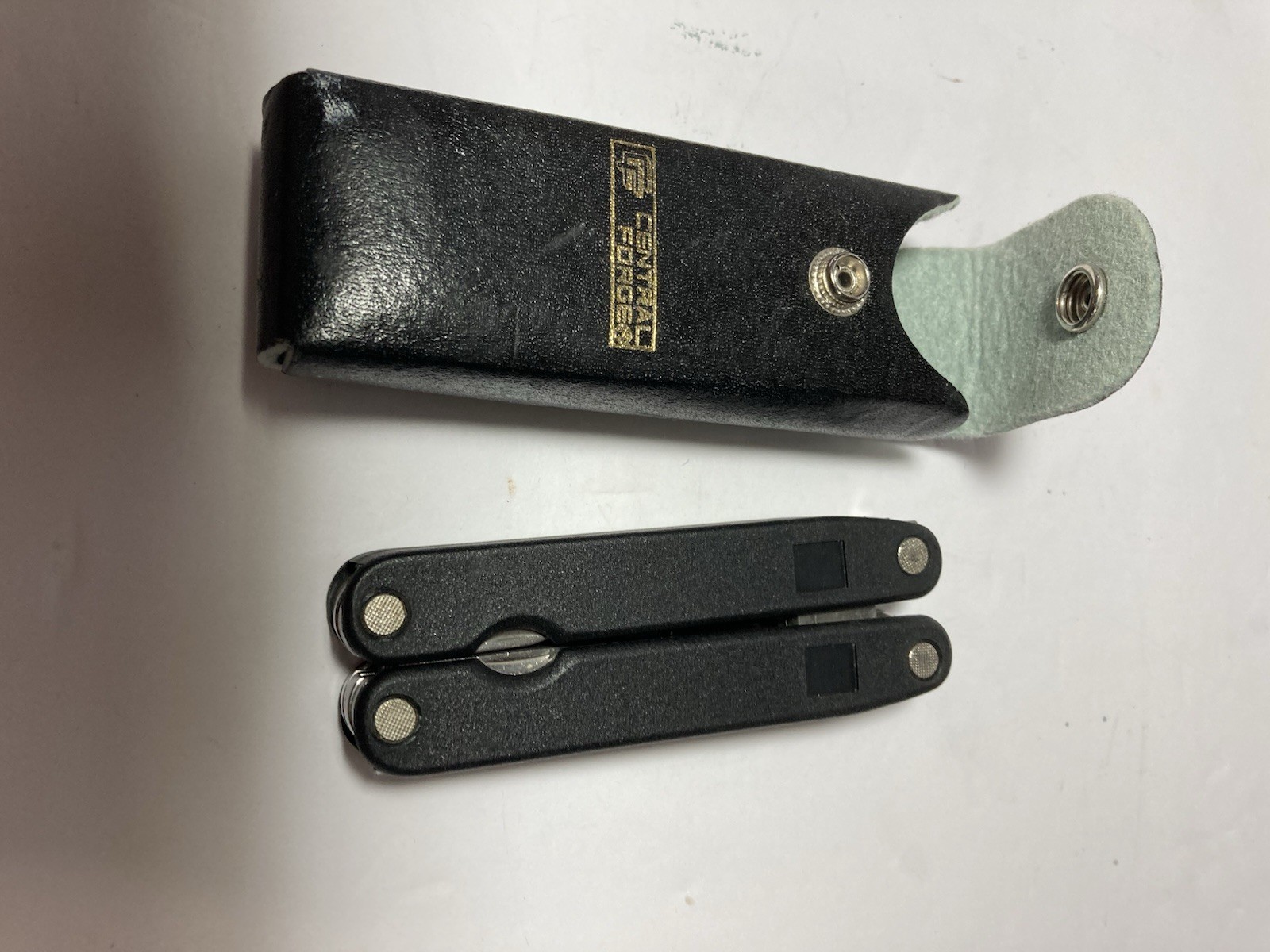 Rare New Vintage Central Forge Multi Tool And Leather Sheath 9 Tools In One
