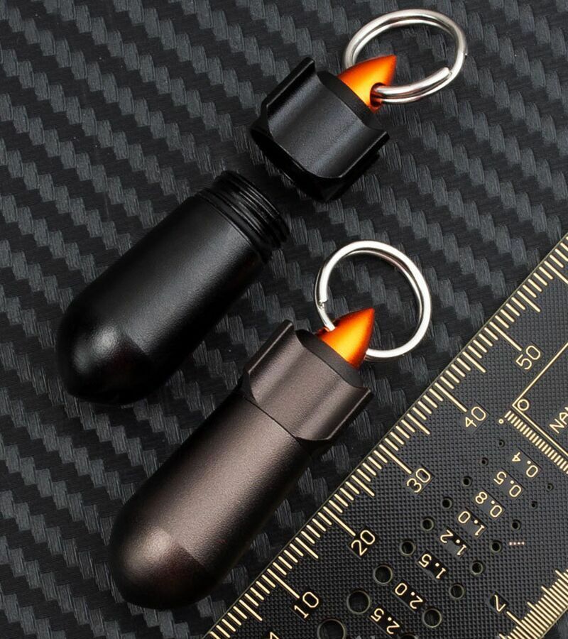 Aluminum Medicine Survival Waterproof Pill Storage Container Box Key Pendant EDC